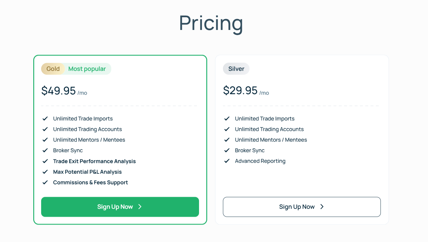 Tradervue pricing